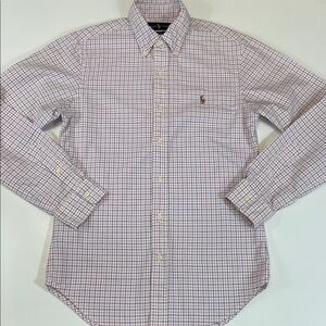 Ralph Lauren Skim Fit Plaid Check Button Down Shirt Mens Size Small